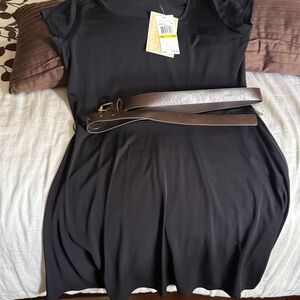 Black Dress with Brown Belt